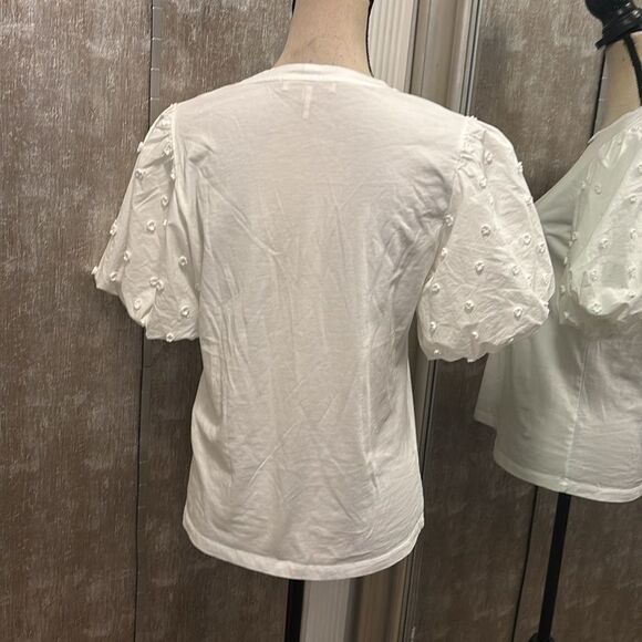 Maje 100% cotton White Puff Sleeve Top , L - Picture 6 of 9